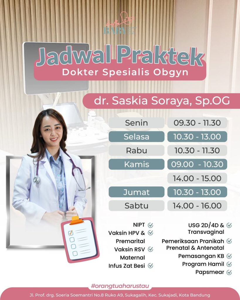 Jadwal Praktek Dokter Spesialis Obgyn : dr. Saskia Soraya, Sp.OG